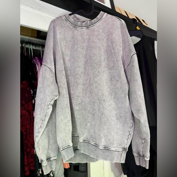 Free People Sweaters - Free People Falling Forward Crewneck Sweatshirt XL Gray Oversized Pullover